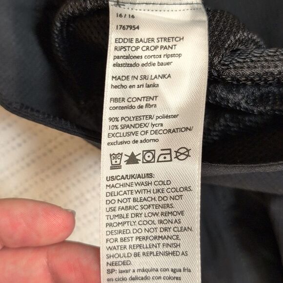 Eddie Bauer 16 Black Ripstop Crop Pants, NEW - Picture 9 of 12